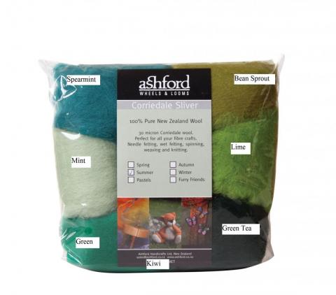 Ashford Dyed 7 Colour Corriedale Top 100g