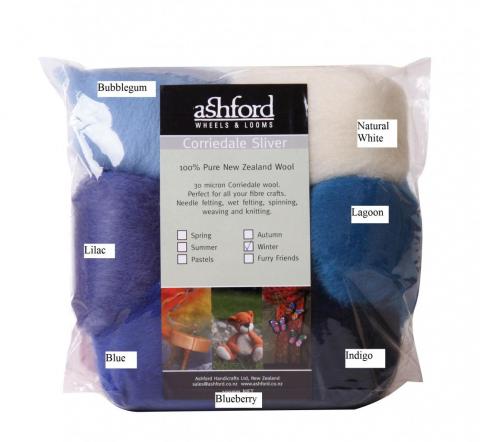 Ashford Dyed 7 Colour Corriedale Top 100g