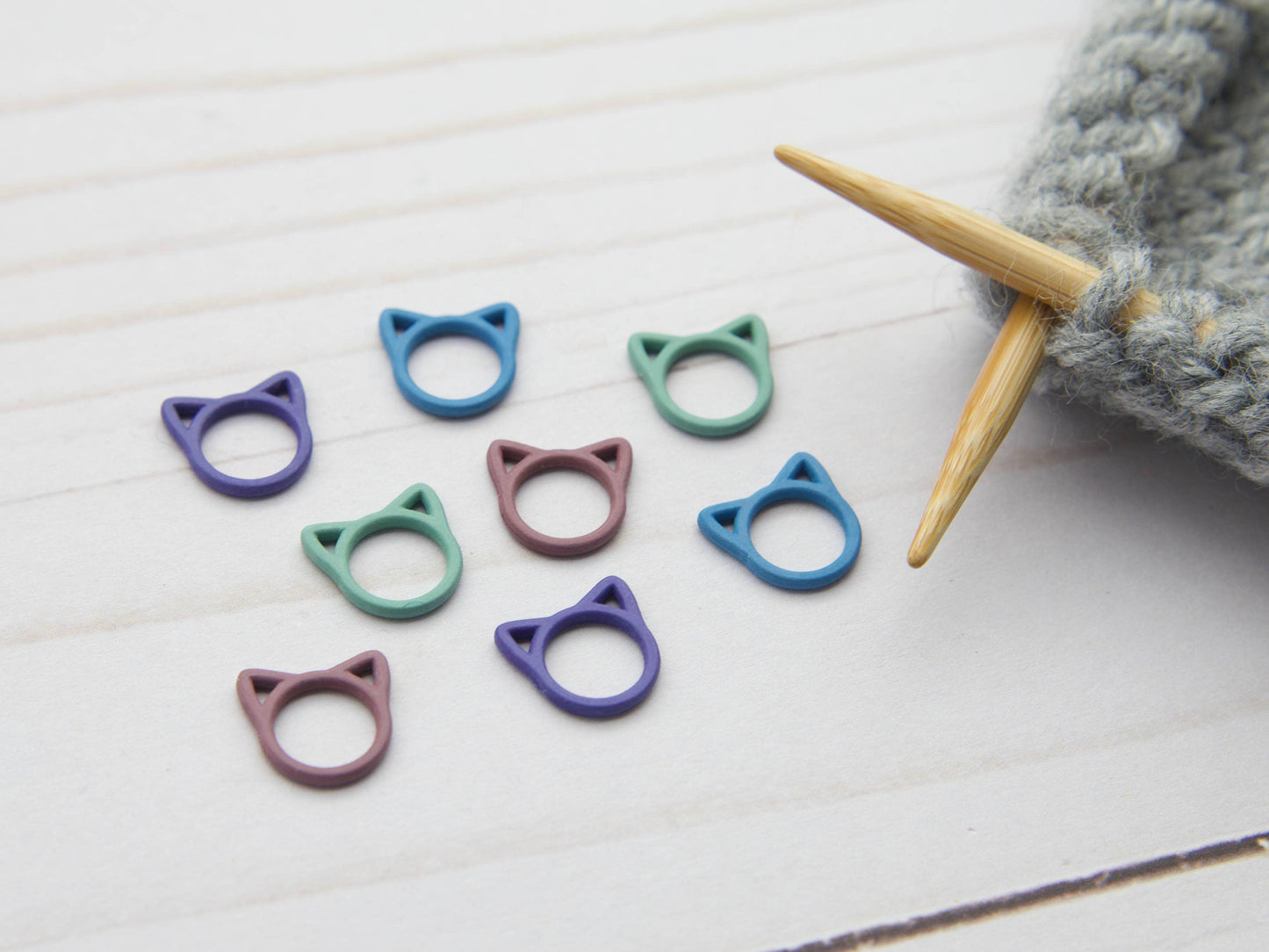 Fox & Pine Colourful Cat Closed Ring Stitch Markers