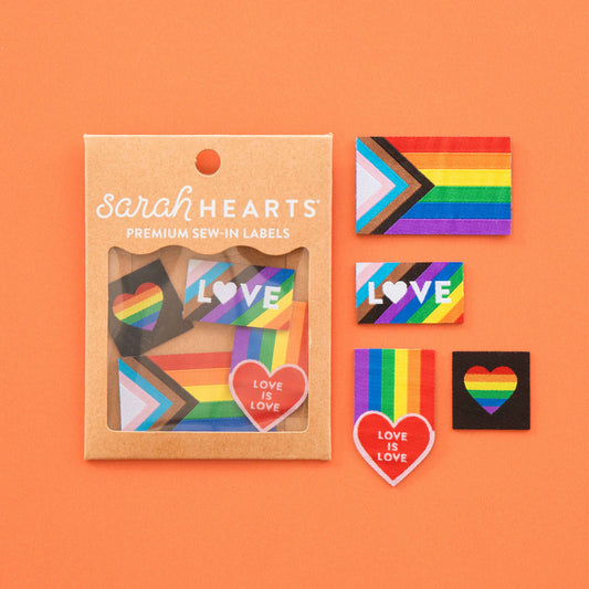 Sarah Hearts Pride Rainbow Iron-on Label Multipack
