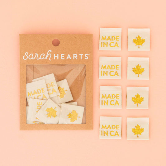 Sarah Hearts Made in Canada Gold Woven Labels