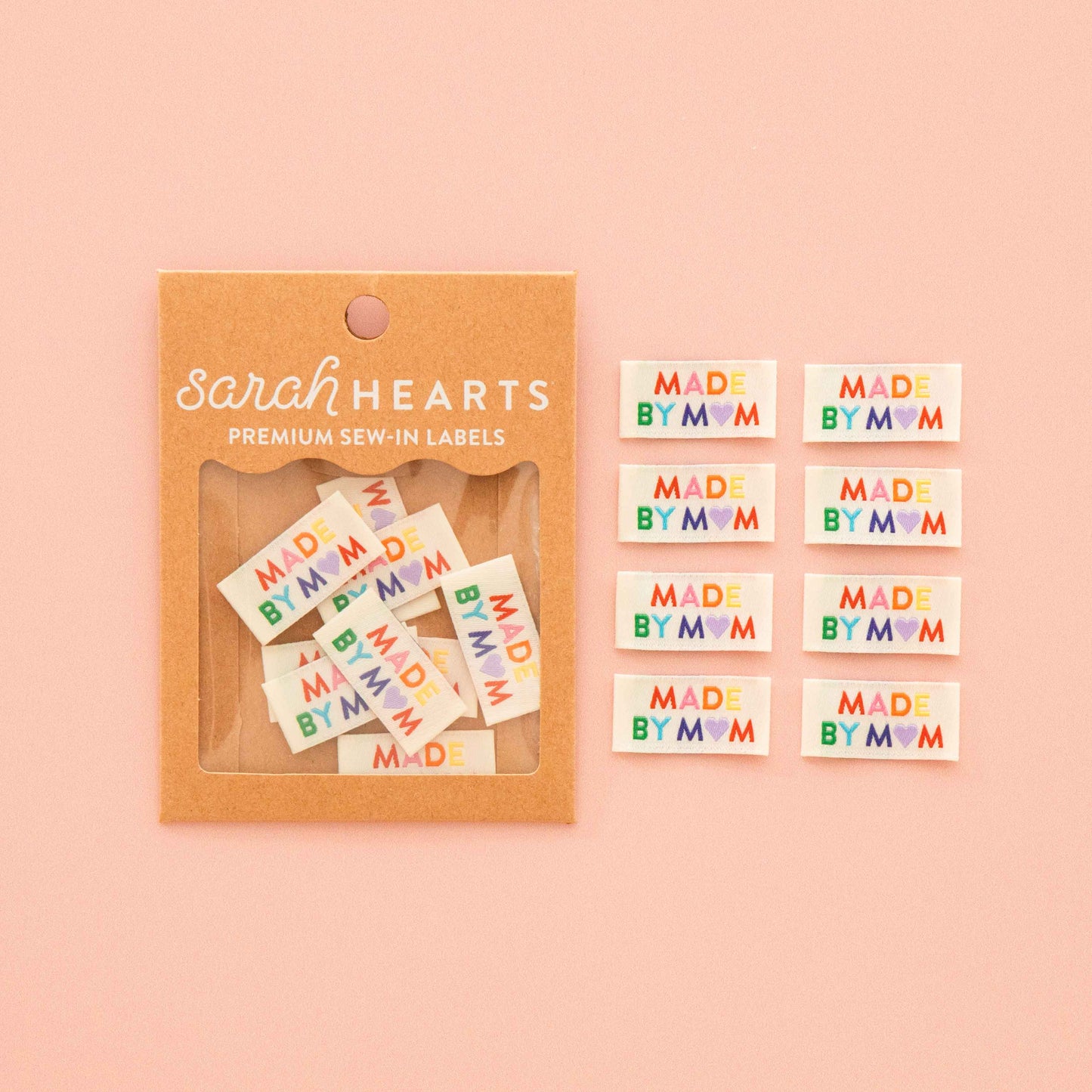 Made by Mom Woven Sewing Labels Rainbow Colors