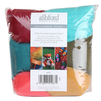 Ashford Dyed 7 Colour Corriedale Top 100g