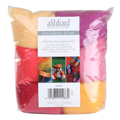 Ashford Dyed 7 Colour Corriedale Top 100g