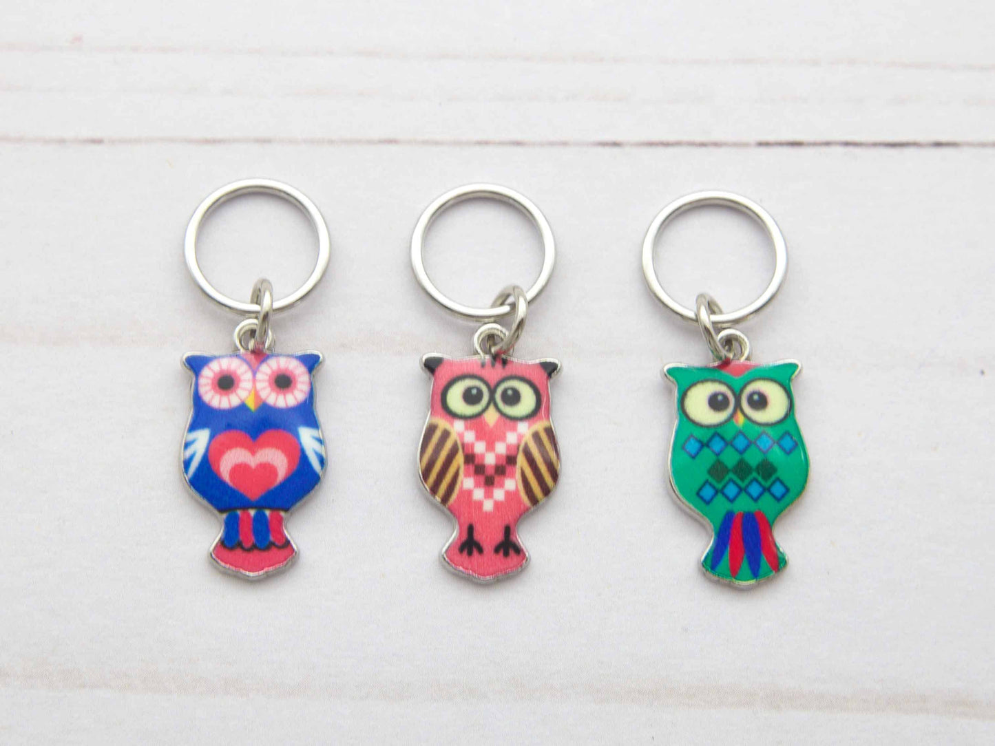 Fox & Pine Colourful Owls Stitch Markers