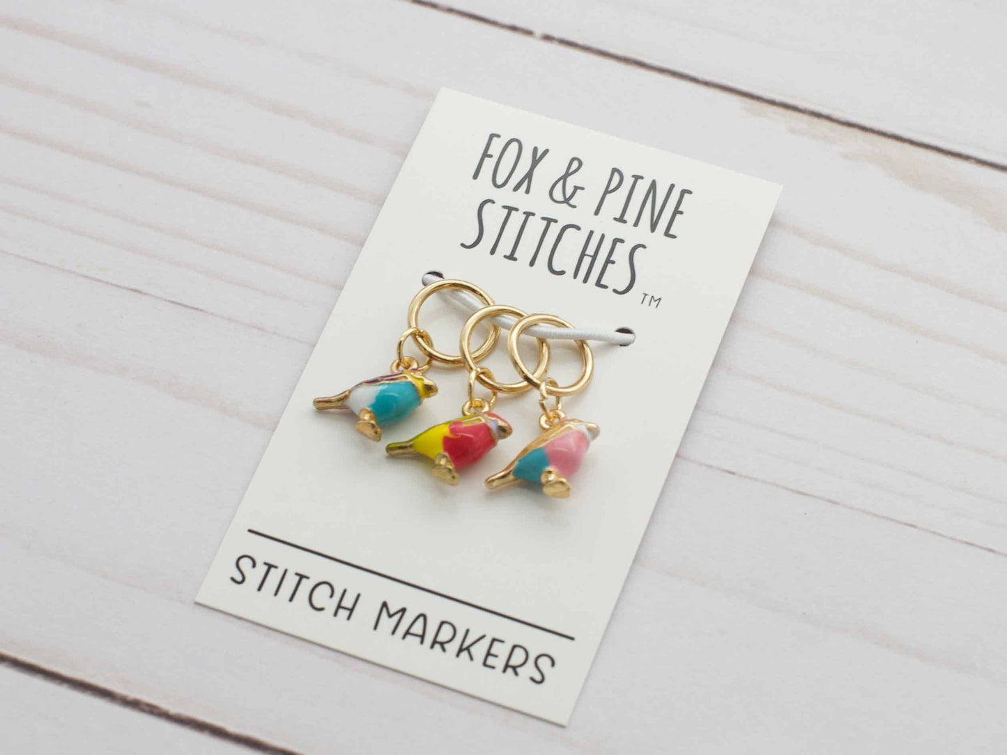 Fox & Pine Colourful Birds Stitch Markers