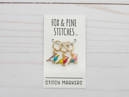 Fox & Pine Colourful Birds Stitch Markers