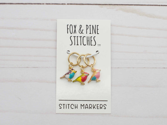 Fox & Pine Colourful Birds Stitch Markers