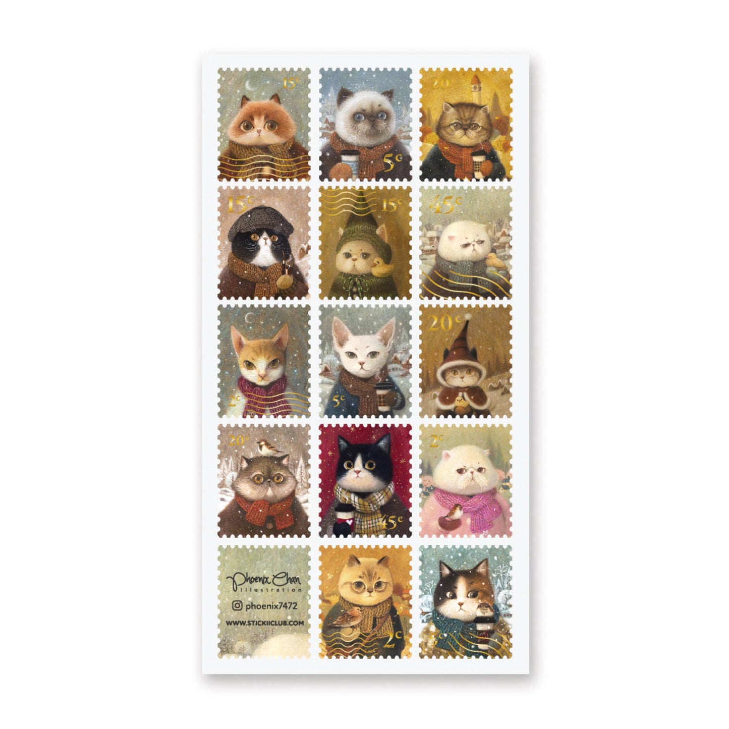 Cold Weather Cats Sticker Sheet